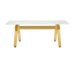 Table Basse IXE Pied Gold Plateau Marbre Blanc 120x60x45 Cm – Image 2
