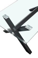 Table Basse IXE Pied Métal Plateau Transparent 120x60x45 Cm – Image 3