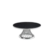 Table Basse Deluxe Chrome Marbre Noir 100x45 Cm