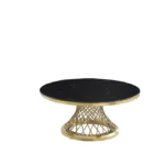 Table Basse Deluxe Gold Marbre Noir 100x45 Cm