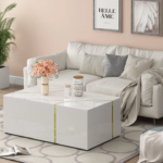 Table Basse Ankara Gold Marbre Blanc 120x70x45 Cm