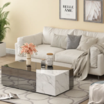 Table Basse Alpha Miroir gris Marbre 120x60x36 Cm