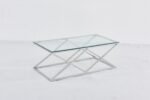 Table Basse Triangle Chrome Transparent 120x60 Cm