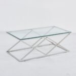 Table Basse Triangle Chrome Transparent 120x60 Cm