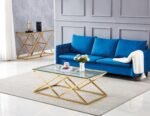 Table Basse Triangle Gold Transparent 120x60 Cm
