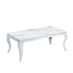 Table Basse Baroque Chrome Marbre Blanc 120x60x45 Cm