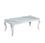 Table Basse Baroque Chrome Marbre Greige 120x60x45 Cm