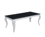 Table Basse Baroque Chrome Marbre Noir 120x60x45 Cm