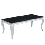 Table Basse Baroque Chrome Marbre Noir 120x60x45 Cm