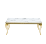 Table Basse Baroque Gold Marbre Blanc 120x60x45 Cm – Image 2