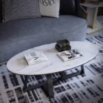 Table Basse Gamma Metal Noir Marbre Blanc 120x60x45 Cm – Image 3