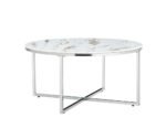 Table Basse Lorie Chrome Marbre Blanc Diamètre 90 Cm