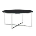 Table Basse Lorie Chrome Marbre Noir Diamètre 90 Cm
