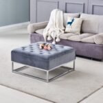 Table Basse A Tiroirs Chrome Gris 80x80x43 Cm