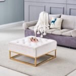 Table Basse A Tiroirs Gold Ecru 80x80x43 Cm