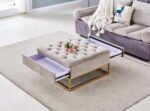 Table Basse A Tiroirs Gold Moka 80x80x43 Cm – Image 2