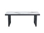 Table Basse Levanto Métal Noir Marbre Beige 120x60x45 Cm – Image 4