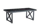 Table Basse Levanto Métal Noir Marbre Noir 120x60x45 Cm