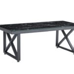 Table Basse Levanto Métal Noir Marbre Noir 120x60x45 Cm
