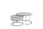 Table Basse Gigogne Samira  à Tiroir Chrome Céramique Marbre Blanc 80+60CM – Image 5