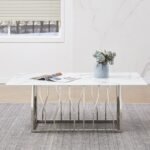 Table Basse Portofino Chrome Marbre Blanc 120x70x45 Cm