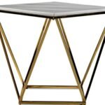 Bout De Canape Alina Gold Marbre Blanc 50x50 Cm