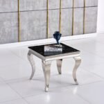 Gueridon Baroque Chrome Noir 50x50 Cm