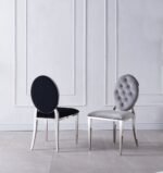 Lot De 4 Chaises Medaillon Capitonne Velours Noir – Image 3