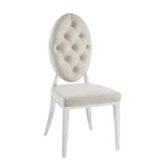 Lot De 4 Chaises Medaillon Capitonne Velours Beige
