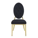 Lot De 4 Chaises Medaillon Gold Capitonne Velours Noir