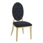 Lot De 4 Chaises Medaillon Gold Capitonne Velours Noir – Image 2