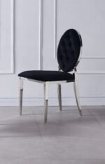 Lot De 4 Chaises Medaillon Capitonne Velours Noir – Image 2