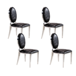 Lot De 4 Chaises Medaillon En Similicuir Croco Noir – Image 5