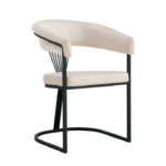 Lot De 2 Chaises Brittany Métal Noir Velours Beige – Image 2