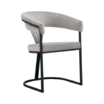 Lot De 2 Chaises Brittany Métal Noir Velours Gris – Image 2