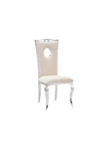 Lot De 4 Chaises Royal Chrome Velours Beige – Image 3