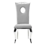 Lot De 4 Chaises Royal Chrome Velours Gris – Image 2