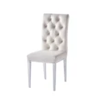 Lot De 2 Chaises Nevada Capitonne Avec Boutons Chrome Velours Ecru