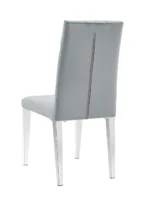 Lot De 2 Chaises Nevada Capitonne Avec Boutons Chrome Velours Gris – Image 2