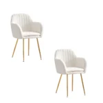 Lot De 2 Chaises Kanvas Pieds Gold Doudou Blanc – Image 2