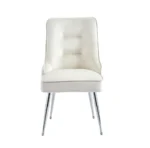 Lot De 2 Chaises Zip Chrome Velours Beige – Image 2