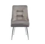 Lot De 2 Chaises Zip Chrome Velours Moka – Image 2