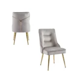 Lot De 2 Chaises Zip Gold Velours Moka