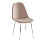 Lot De 6 Chaises Scandinave Chrome Velours Taupe