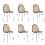 Lot De 6 Chaises Scandinave Chrome Velours Taupe – Image 2