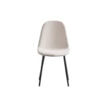 Lot De 6 Chaises Scandinave Métal Noir Velours Beige – Image 2