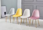 Lot De 4 Chaises Scandinave Abeille Gold Velours Rose – Image 3