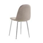 Lot De 4 Chaises Scandinave Alveole Chrome Velours Taupe – Image 2