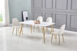 Lot De 4 Chaises Scandinave Alveole Gold Velours Beige – Image 4