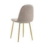 Lot De 4 Chaises Scandinave Alveole Gold Velours Taupe – Image 4